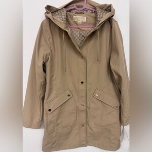 NWT MICHAEL Michael Kors khaki hooded rain jacket medium